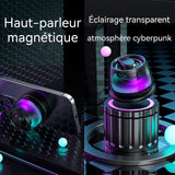 Enceinte bluetooth 5,7x5,7x3,9cm 250Hz-20kHz bluetooth 5.3 mini haut-parleur magnétique bluetooth avec effet de lumière colorée RGB