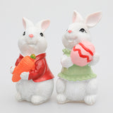 Paire d'ornements de Pâques lapin mignon Décoration de maison Modèles d'animaux Résine Artisanat Décorations d'intérieur