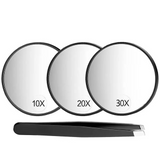 Miroir 10X 20X 30X 3PCS miroir de maquillage grossissant petit miroir avec ventouse et pince pointue pour le maquillage de voyage