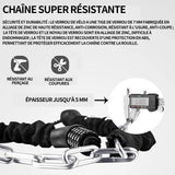 Antivol velo 120cm noir sécurité combinaison de chiffres cadenas pour vélo moto enfant adultes chaîne antivol vélo antivol de vélo