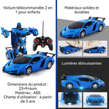Voiture télécommandée pour enfants 2 en 1 jouet transformateur robot lumières rotatives voiture musicale cadeaux 5-12 ans mâle