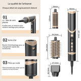 Sèche cheveux Pliable 8-en-1 1400W 3 vitesses Contrôle de la température à 4 vitesses Coiffage multifonctions Moteur 110,000RPM