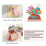 arte de voeux 18x8,6cm cadeau d'anniversaire gâteau d'anniversaire sculpture en papier tridimensionnelle bénédiction carte postale