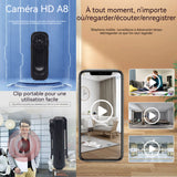 Caméra corporelle portable grand angle de 120 degrés wifi 1920x1080 HD vision nocturne mini caméra corporellee avec clip arrière