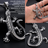 Collier lézard pour homme en acier inoxydable rétro chaine homme personnalisé mode cadeaux pour hommes cadeaux de vacances