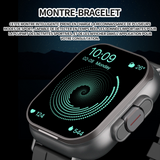 Montre intelligente écran 2.01 pouces Bluetooth appel montre écran tactile montre 240x296 250mah montre écouteur 2-en-1 noir