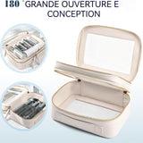 Trousse de toilette 23.5x16x9cm trousse de maquillage double couche transparente étanche sac de organisateur pour le salle de bain