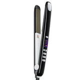 Fer à lisser 30x3,5x2,5cm 65W adaptée aux cheveux secs ou mouillés avec écran LCD et 4 réglages de température réglables noir