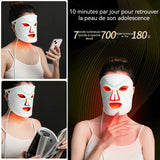 Masque facial instrument de beauté 100 perles de lampe matériau en silicone 7 modes et réglages multiples blanchiment portable