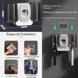 Stérilisateur de brosse à dents USB porte-brosse à dents avec 4 emplacements et 2 tasse et distributeur automatique de dentifrice