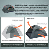 Tente de camping 3 personnes tente pop up imperméable ventilée avec double couche 2 portes pour randonnée alpinisme camping plage