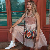 Rétro Tissé Coton Lin Style Indien Gland Épaule Diagonale Sac Européenne et Américaine Dames Portable Aisselle Sac Fourre-Tout