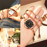 offret cadeau montre femme 4 pièces ensemble de cadeaux pour femme ensemble montre et bracelet montres à quartz élégant stylé