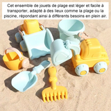 Ensemble de jouet de plage 6PCS avec véhicule de dragage de sable jeux de plage jouet de plage enfant jouets plage jouets sable
