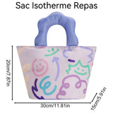 Sac Isotherme Repas 30x20x15cm Adorable boîte à lunch aux motifs de personnages amusants Imperméable légère et réutilisable Violet