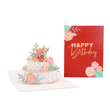 arte de voeux 20x15cm carte tridimensionnelle à double couche de gâteau de roses avec marquage à chaud bénissant carte postale