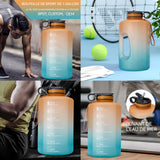 Bouteille d'eau 3.78L grande capacité gourde sport avec poignée portable conception à double échelle bouilloire de couleur dégradée