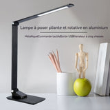 Lampe de bureau LED pliable alliage d'aluminium contrôle tactile 3 couleurs et 5 niveaux réglables sans fil pour enfants étudede