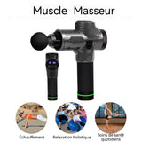 Pistolet de massage musculaire masseur musculaire pour tissus profonds 30 niveaux réglables 6 têtes de massage et écran LCD