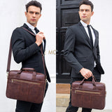 Porte-documents en cuir pour hommes, sac pour ordinateur portable, grande capacité, rétro, Business Messenger Bag