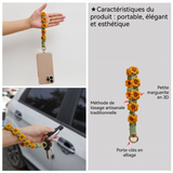 ordon 18x2,3cm lanière tressée pour téléphone portable porte-clés motif marguerite pendentif clé fleur confortable cadeau idéal