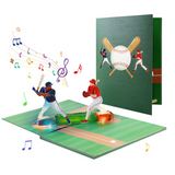 Cartes de vœux 16x21cm carte de vœux 3D scène de baseball avec lumières et musique enveloppe et carte cadeau cadeau idéal vert