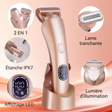 Épilateur 800mah 2 en 1 Tondeuse bikini épilation du visage écran LED rasoir pour femmes Avec éclairage LED Avec base de chargement