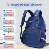 Sac à dos scolaire 48x32x17cm sac d'école de grande capacité léger et décontracté pour étudiant peut être utilisé avec un trolley