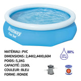 Piscine metal frame 2.44x2.44x0.66m PVC 2100 litres bleu kit piscinette metal frame ocean piscinette metal frame ronde tubulaire