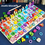 Jeux montessori 7 en 1 46x23.2x5cm blocs de construction blocs de construction de puzzle numérique jouets éducatifs à assembler