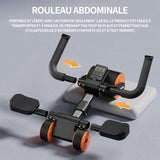 Roue abdominale 1,85kg à rebond automatique avec tapis de fitness conception à trois roues abdos musculation appareil sport maison