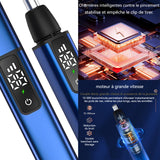 Tondeuse nez oreilles homme 2 en 1 LED chargement USB 3 niveaux de réglage nettoyer les brosses et les capuchons anti-poussière