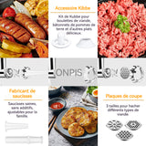 Hachoir à viande 32x18x27cm 300W ensemble 8PCS multifonctionnel hachage facile fonctionnement silencieux facile à nettoyer blanc