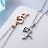 Collier créatif en acier inoxydable, puzzle clé en forme de cœur, collier de couple, meilleur ami, cadeau de vacances