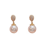 Boucles d'oreilles perle en argent 925 aiguille micropavée en zircon forme de goutte d'eau, boucles d'oreilles à la mode pour femmes