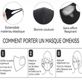 Masque facial 12pcs 3D stéréoscopique noir coton glacé masque decoratif bibelot réutilisable respirant objet de decoration lavable