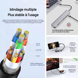 Station d'accueil USB3.0 4 en 1 Transmission efficace HDMI Matériau en alliage d'aluminium Multifonctionnel portable Adaptateur