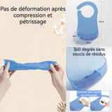 Bavoir pour adulte  57x31cm Ajustement réglable sur 6 positions Poches de maintien 3D Léger et confortable Facile à enrouler