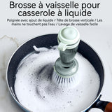 Brosse de nettoyage 176x76x76mm brosse à casseroles avec liquide 2 têtes de brosse cuisine à manche long ustensiles de cuisine