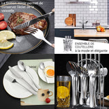 ouverts de table Service 24 pièces 4 couverts ustensiles cuisine acier inoxydable couverts coffret cadeau avec support de rangement