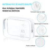 Trousse de toilette 1 pièces 20x6x15cm trousse de maquillage transparente en PVC etanche pour les salle de bain voyages vacances