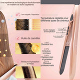 Lisseur cheveux 2 en 1 pinces à lisser et à boucler les cheveux céramique à ions négatifs cristal liquide rose rouleaux chauffants