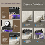 Stérilisateur de brosse à dents 8000mah type-c gris porte-brosse à dents avec 6 emplacements et 3 tasse pour enfants et adultes