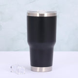 Tasse à café isotherme 30OZ Noir Tasse isotherme réutilisable en acier inoxydable 304 avec couvercle Tasse à café chaud et froid