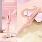Fer à friser automatique rose multifonctionnels boucleur automatique avec ions négatifs 4 niveaux température réglable 2 en 1