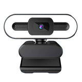Webcam pour PC 2k rotatif avec lumière circulaire et microphone et trépied streaming webcam mise au point automatique caméra web