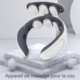Masseur cervical 15 niveaux de réglage 4 modes de massage Conception 6D ajustée au cou Compresse chaude à température constante