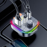 Bluetooth FM émetteur voiture MP3 lecteur bluetooth sept couleurs atmosphère respiration lampe QC3.0 quick charge version PD