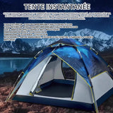 Tente 210x210x135cm tente de camping 4 personnes avec 2 portes imperméable coupe-vent et anti UV pour camping randonnée alpinisme