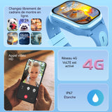Montre connectée enfant 4G 320x385 écran IPS de 2 pouces caméra à 180 degrés positionnement gps IP67 étanche montre de téléphone